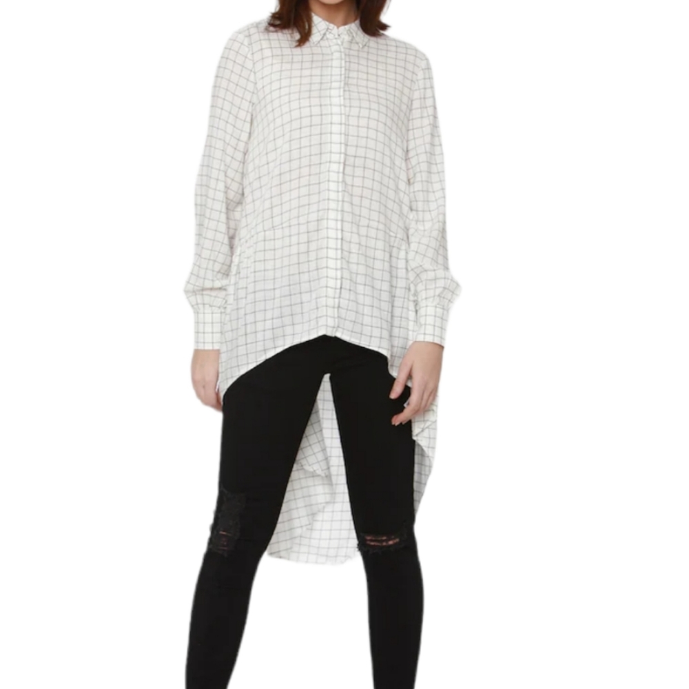 IMPERIAL Women's Checked Off-White Longsleeves Blouse Size Medium